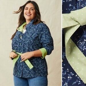 NWT Matilda Jane brighten the day navy blue floral jacket with lime green lining